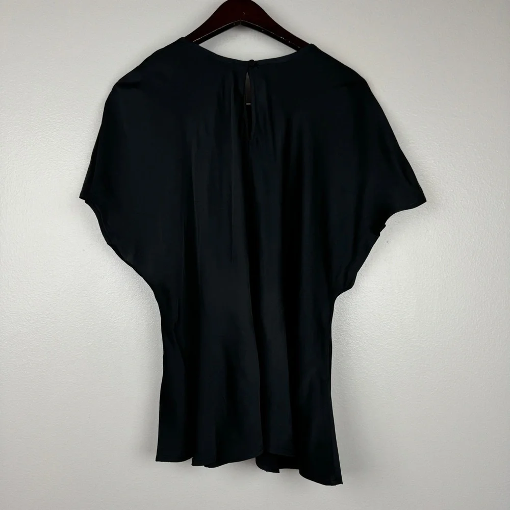 J. Crew Drapey Satiny Fabric Lightweight Short Sleeve Top Black Size 3X NWT - Picture 4 of 7